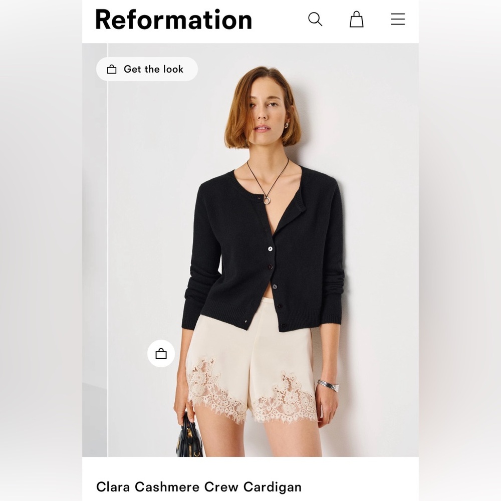 Reformation Clara Cashmere Crew Cardigan - Black
